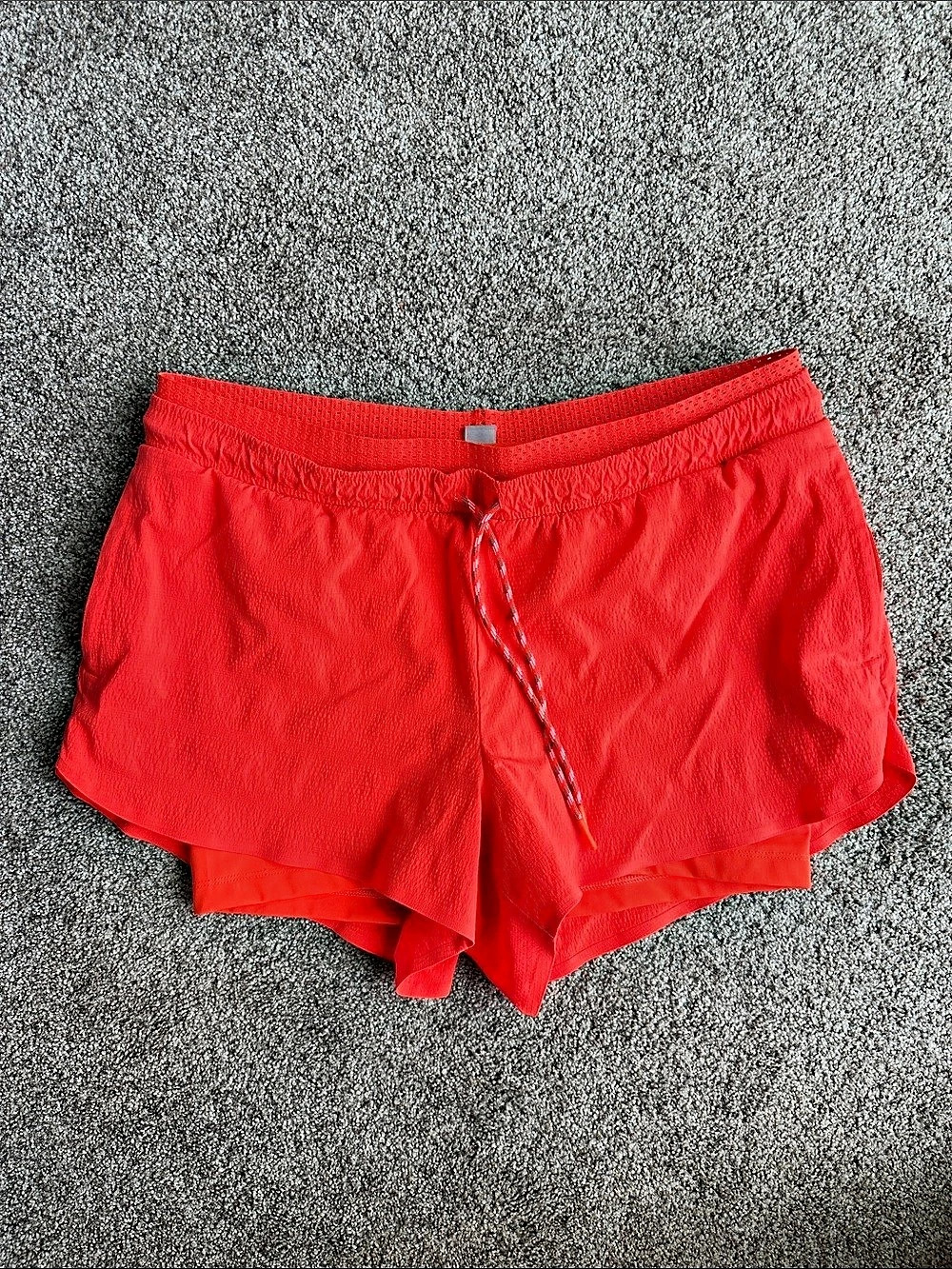 Athleta Crest 2 in 1 Shortie Neon Orange Athletic Shorts Size 14